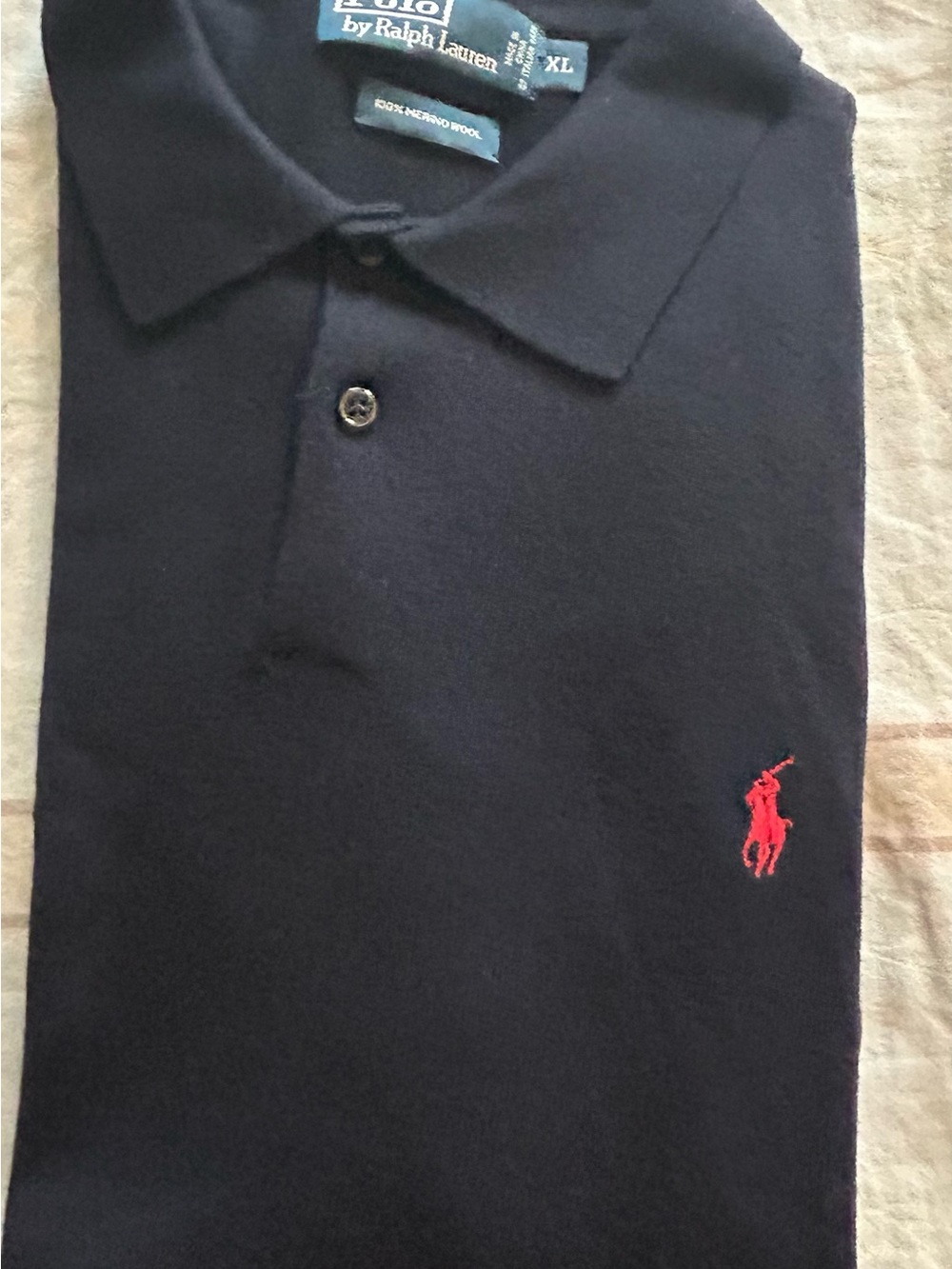 Polo Ralph Lauren Men’s XL Navy Merino Wool Knit Long Sleeve Sweater EUC